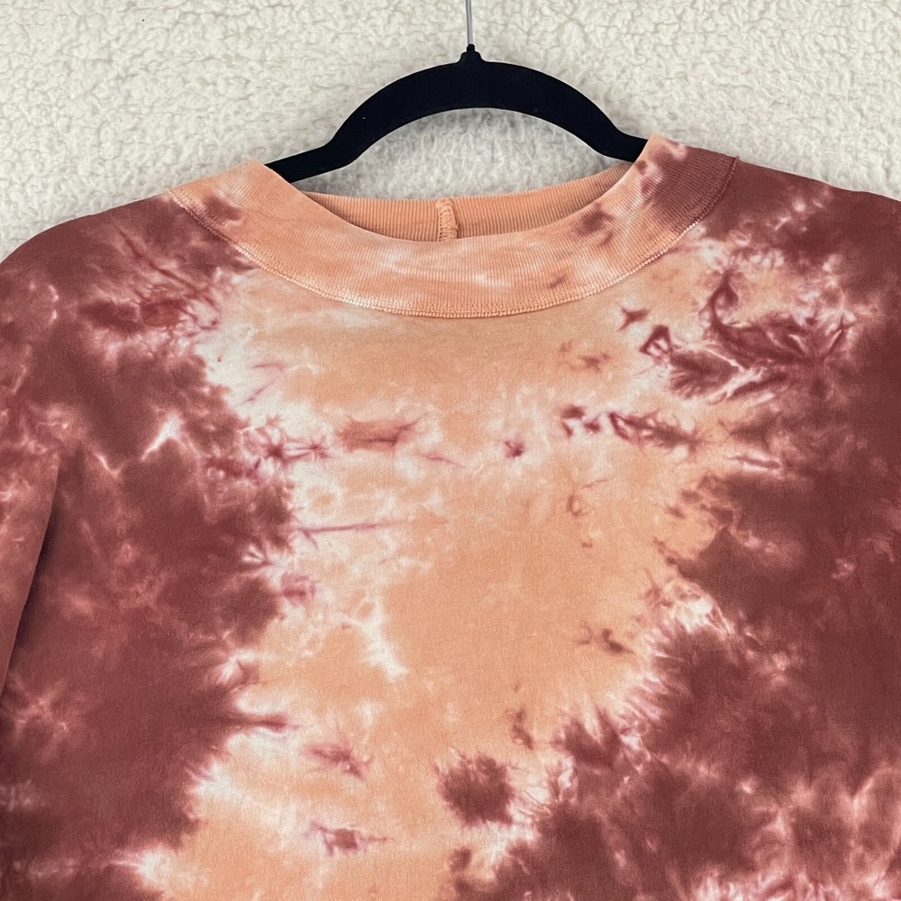 We the Free People Be Free T-Shirt Women Small Orange Tie-Dye Long Sleeve Casual - Picture 3 of 13